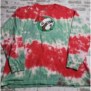 Bucee's Tie-Dye Christmas Long Sleeve Adult XL 100% Cotton Red/Green